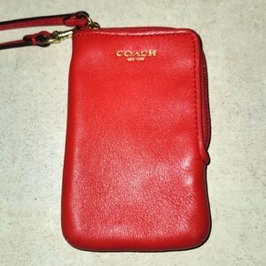 Coach Red Leather Wristlet Card Keeper